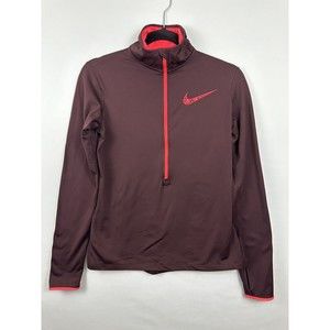 Nike Women’s Active Pullover Size Medium Maroon 1/2 Zip‎ Thumb Holes Lightweight